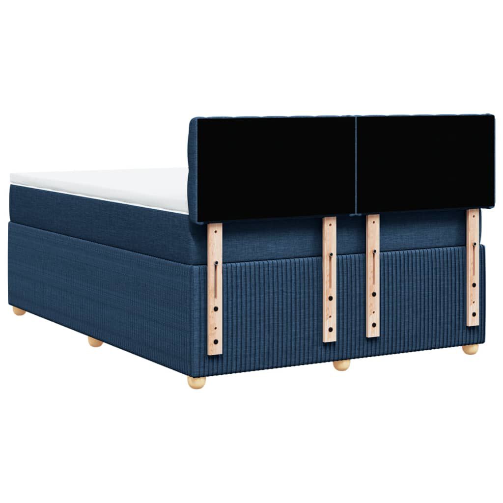 vidaXL Κρεβάτι Boxspring με Στρώμα Μπλε 160x200 εκ. Υφασμάτινο