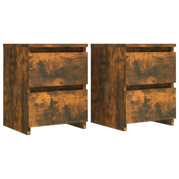 vidaXL Κομοδίνα 2 Τεμ. Καπνιστή Δρυς 30x30x40 εκ. Επεξεργασμένο Ξύλο
