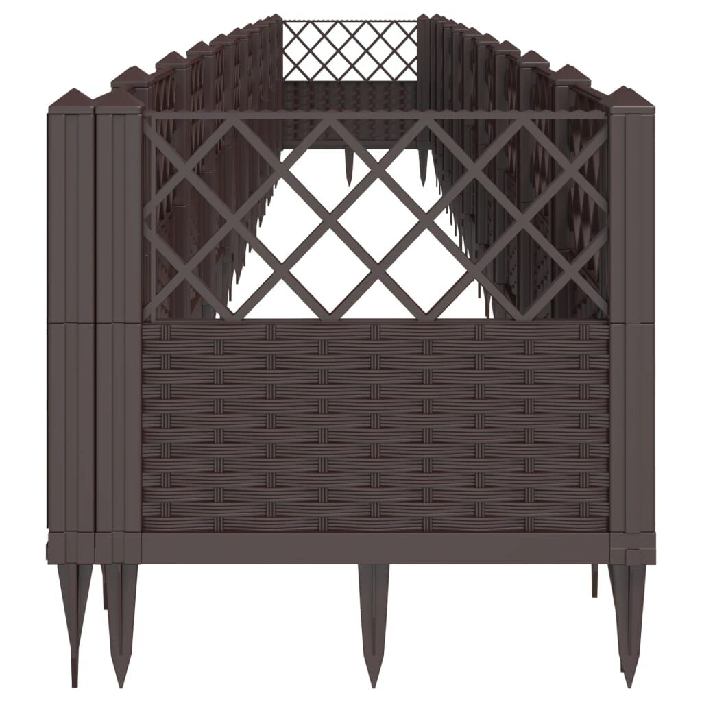 vidaXL Ζαρντινιέρα με Πασσάλους Καφέ 363,5x43,5x43,5εκ. Πολυπροπυλένιο