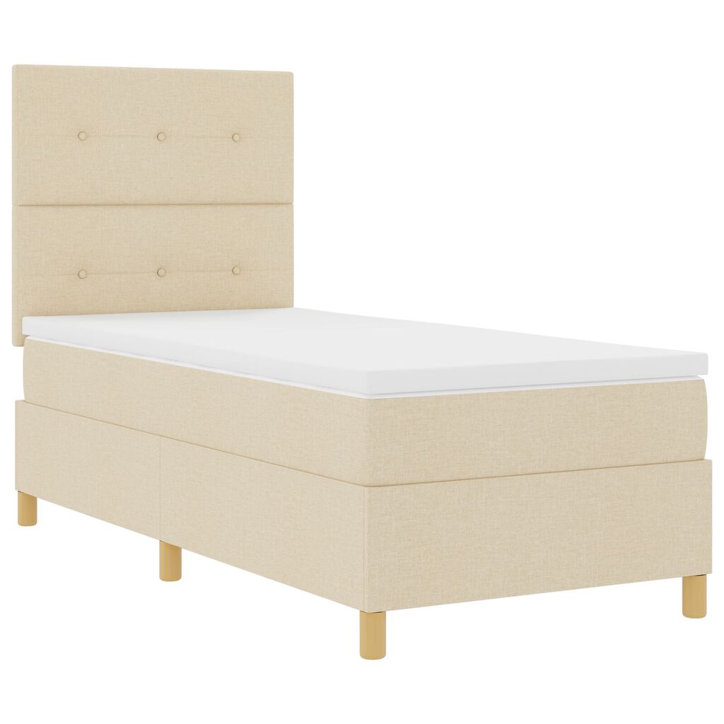 vidaXL Κρεβάτι με Ελατήριο και Στρώμα Κρεμ 100x200 cm Υφασμα