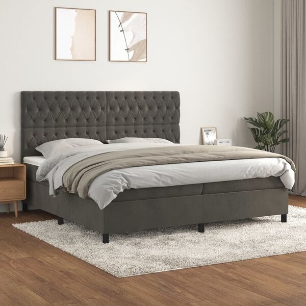 vidaXL &Kappa;&rho;&epsilon;&beta;ά&tau;&iota; Boxspring &mu;&epsilon; &Sigma;&tau;&rho;ώ&mu;&alpha; &Sigma;&kappa;&omicron;ύ&rho;&omicron; &Gamma;&kappa;&rho;&iota; 200x200 &epsilon;&kappa;. &Beta;&epsilon;&lambda;&omicron;ύ&delta;&iota;&nu;&omicron;