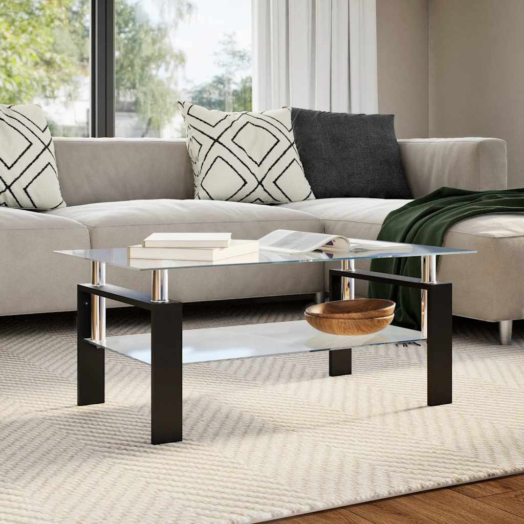 vidaXL Τραπεζάκι Σαλονιού Γκρι και Διαφανές 95x55x40 εκ. Ψημένο Γυαλί