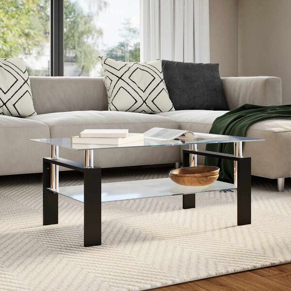 vidaXL Τραπεζάκι Σαλονιού Γκρι και Διαφανές 95x55x40 εκ. Ψημένο Γυαλί