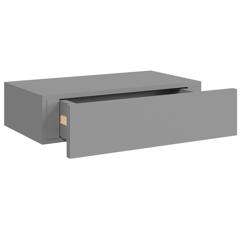 vidaXL Ράφια Τοίχου με Συρτάρια 2 Τεμ. Γκρι 40 x 23,5 x 10εκ. από MDF