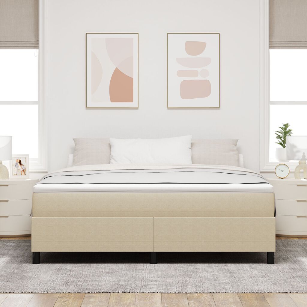 vidaXL Κρεβάτι Box Spring Ανοιχτό Πράσινο Γκρι Σούπερ Κινγκ Από Κορδέλα