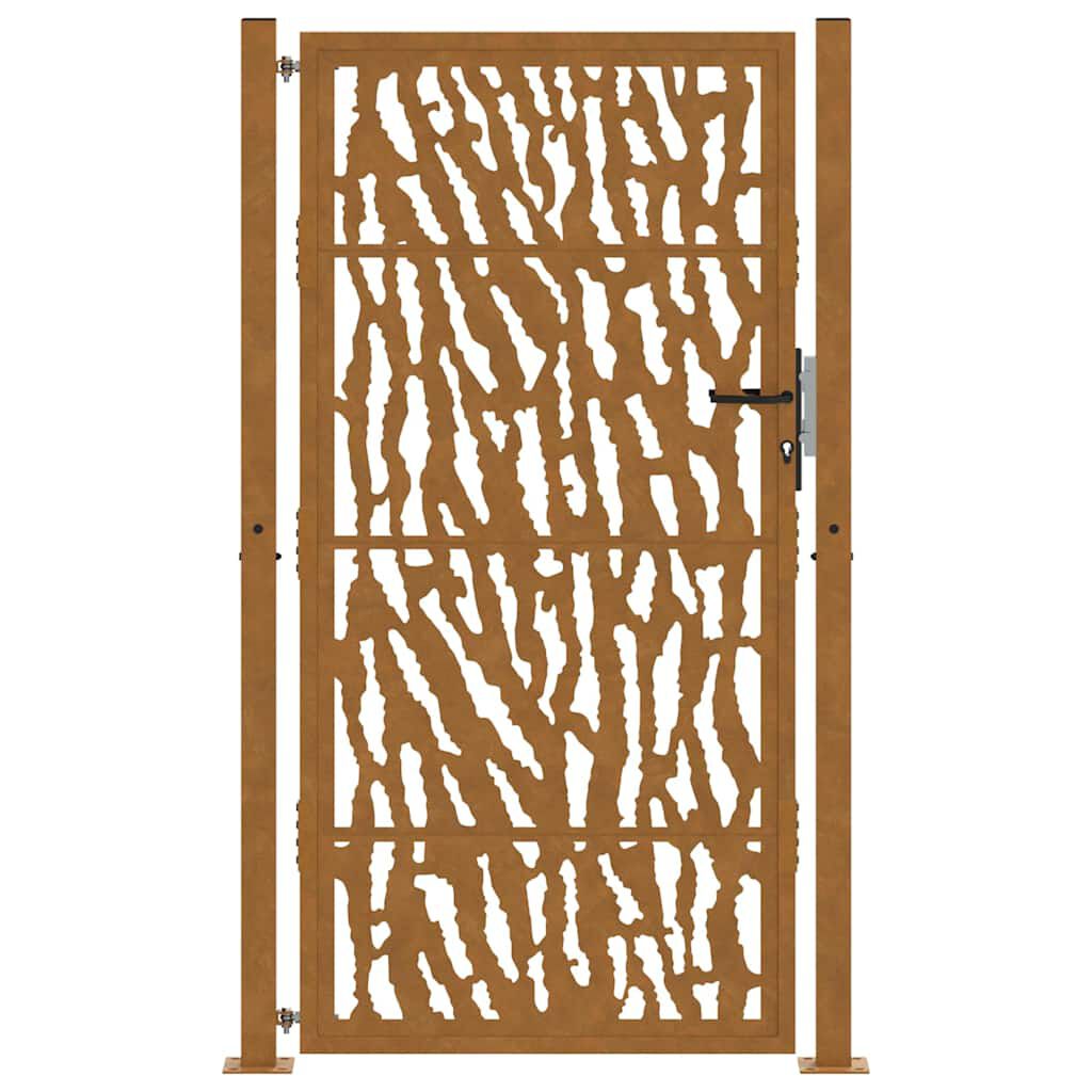 vidaXL Πύλη κήπου 105x180 cm από διαβρωμένο χάλυβα με σχέδιο ίχνος