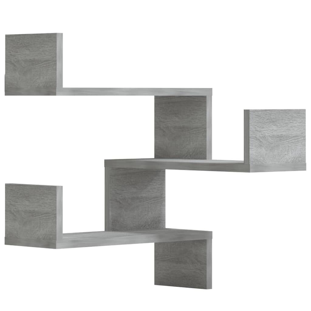 vidaXL Γωνιακές Ραφιέρες Τοίχου 2 τεμ Γκρι Sonoma 40x40x50εκ Επ. Ξύλο