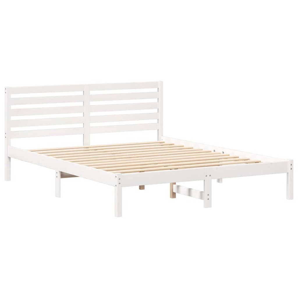 vidaXL Σκελετός Κρεβατιού Λευκό 150 x 200 cm Μασίφ ξύλο πεύκου