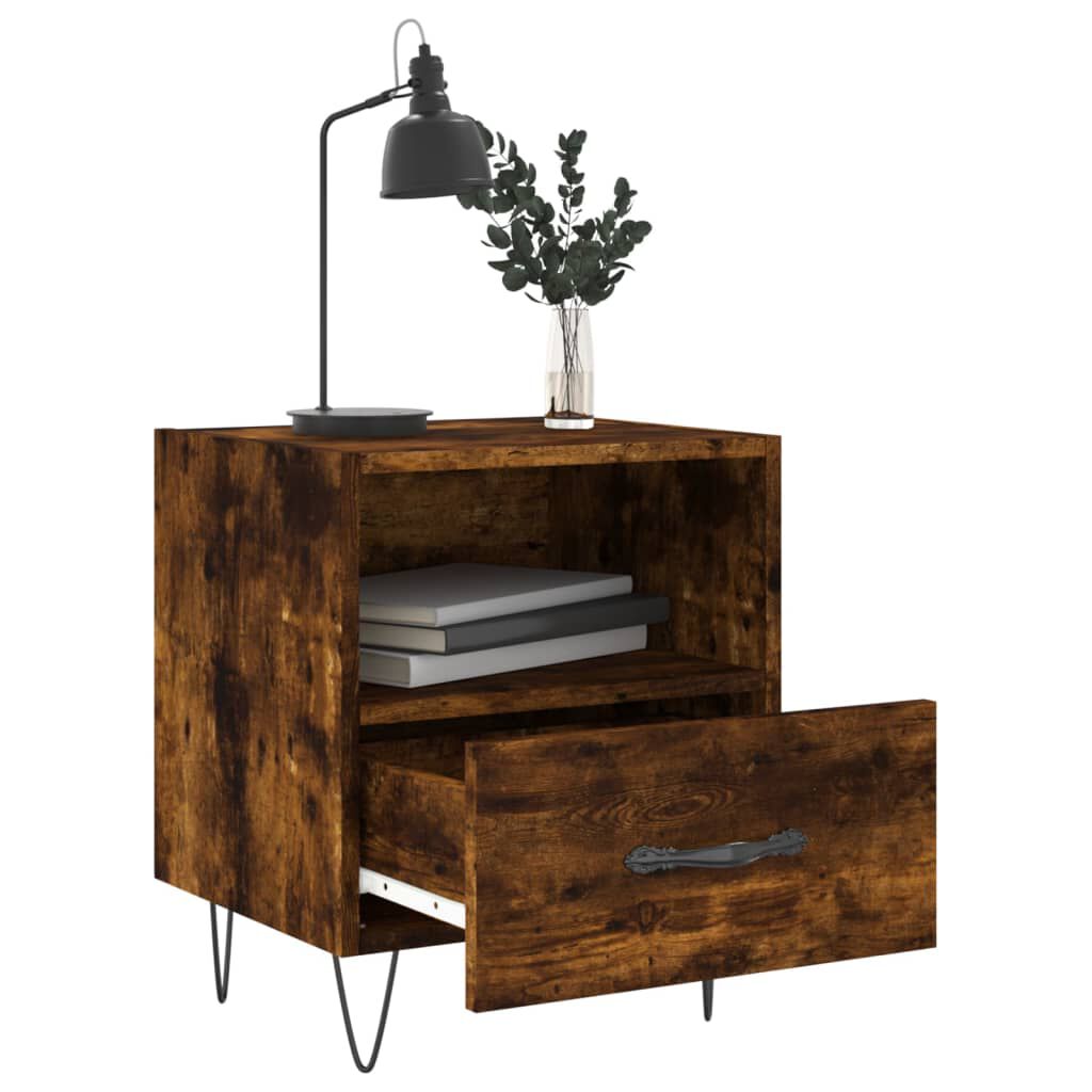 vidaXL Κομοδίνα 2 τεμ. Καπνιστή Δρυς 40 x 35 x 47,5 εκ. Επεξεργ. Ξύλο