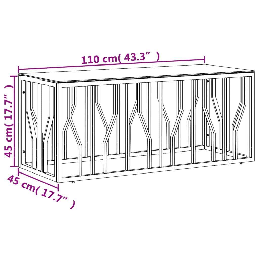 vidaXL Τραπέζι Σαλονιού Χρυσό 110x45x45 εκ. Ανοξείδωτο Ατσάλι & Γυαλί