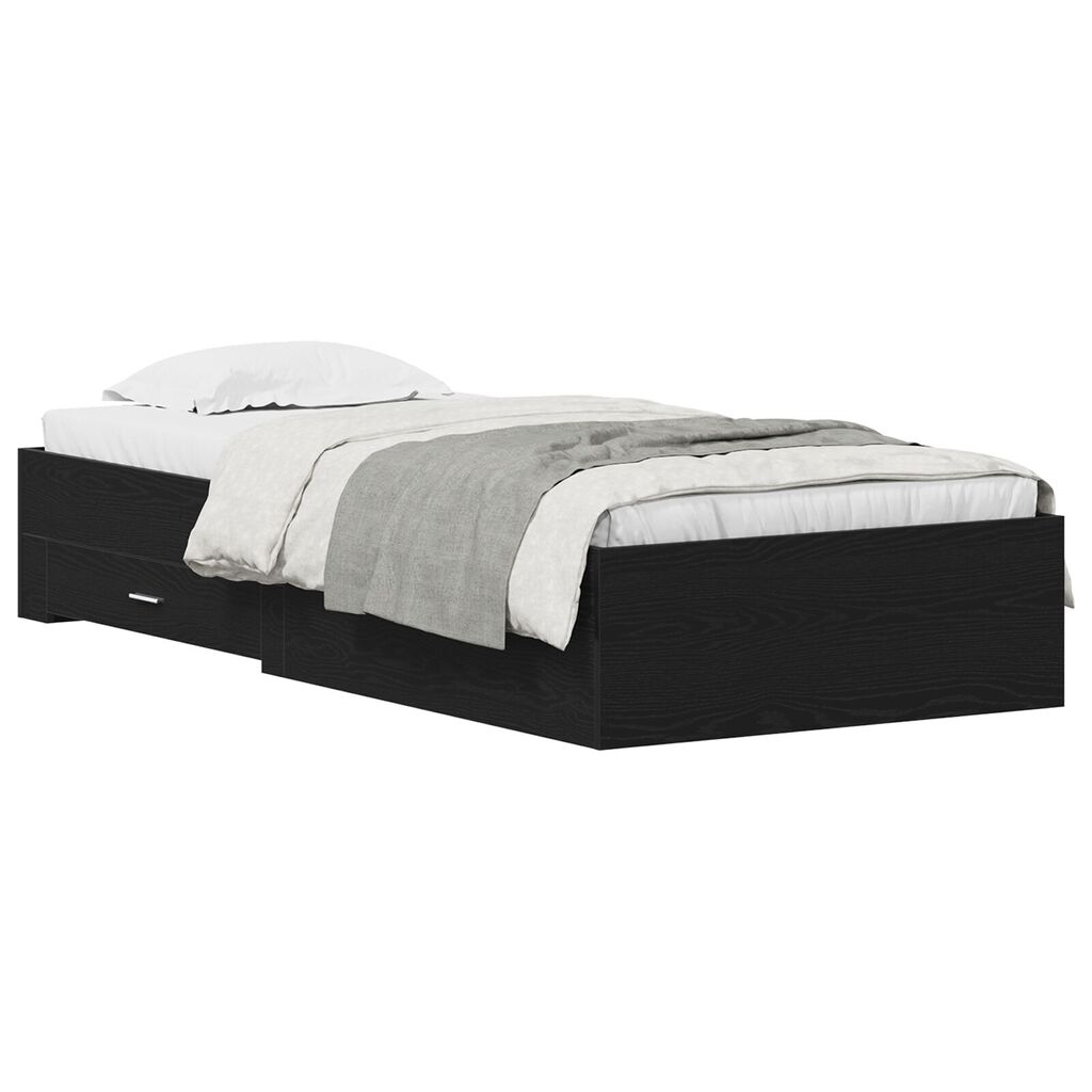 Bed Frame μαύρο δρυς 90x190 εκ. Επεξεργασμένο ξύλο