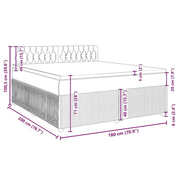 vidaXL Κρεβάτι Boxspring με Στρώμα Ροζ 180x200 εκ. Βελούδινο