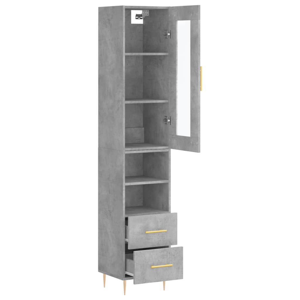 vidaXL Ντουλάπι Γκρι Σκυροδέματος 34,5x34x180 εκ. Επεξεργασμένο Ξύλο