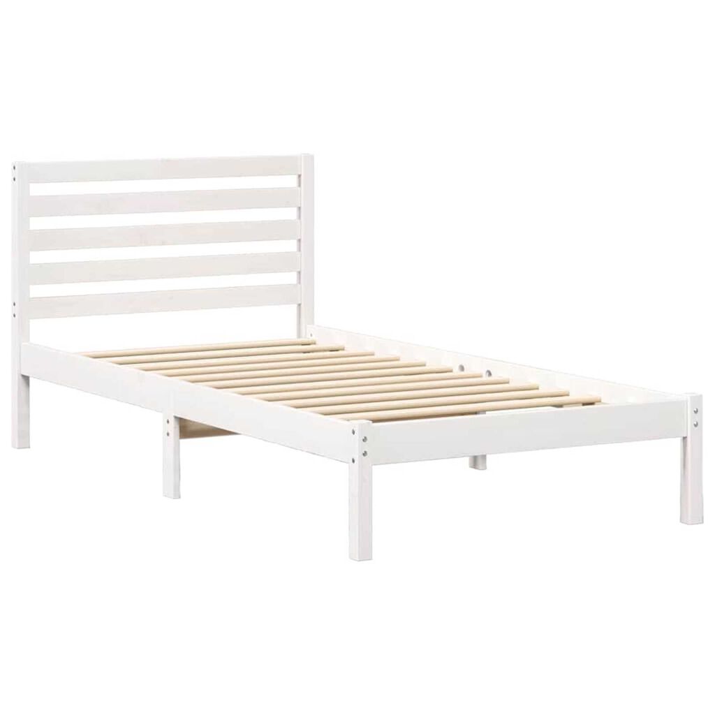 vidaXL Σκελετός Κρεβατιού Λευκό 90 x 190 cm Μασίφ ξύλο πεύκου