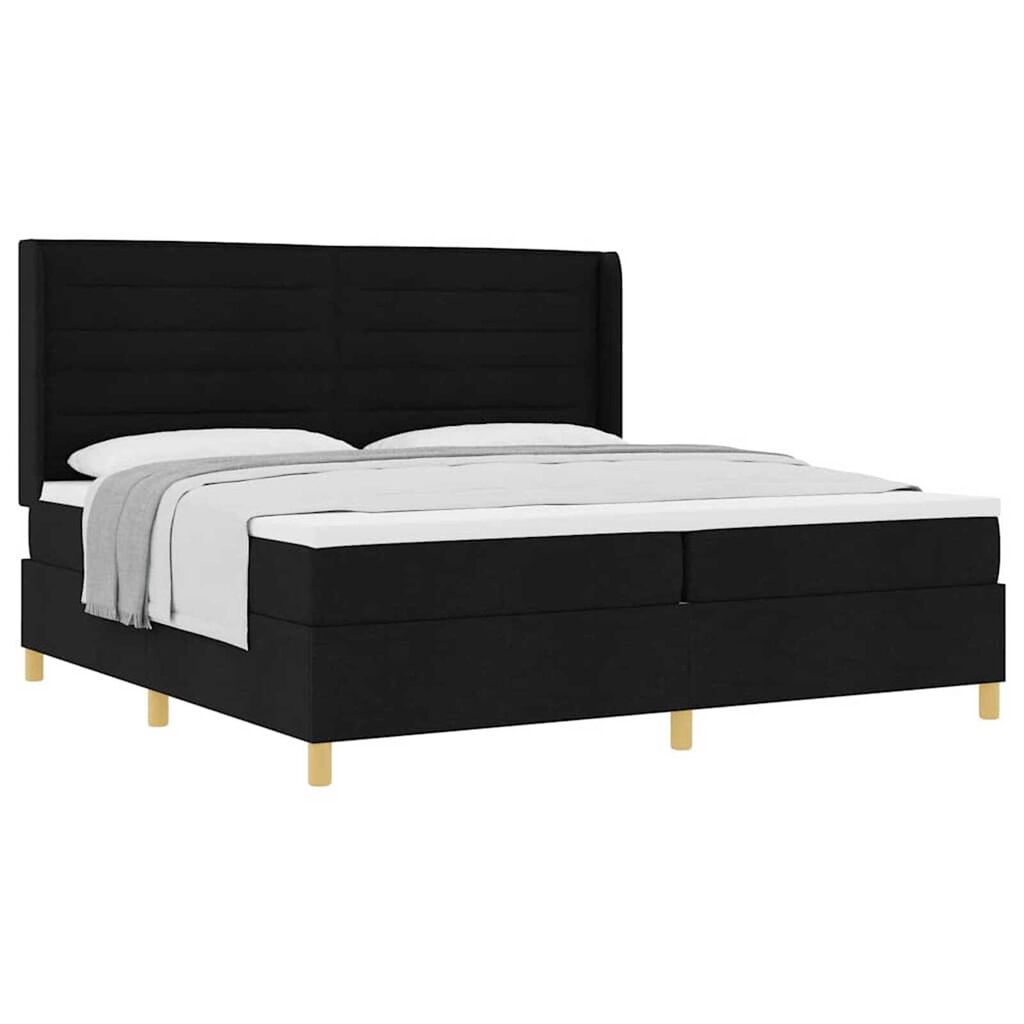 vidaXL Κρεβάτι με ελατήριο με στρώμα Μαύρο 200 x 200 cm ύφασμα