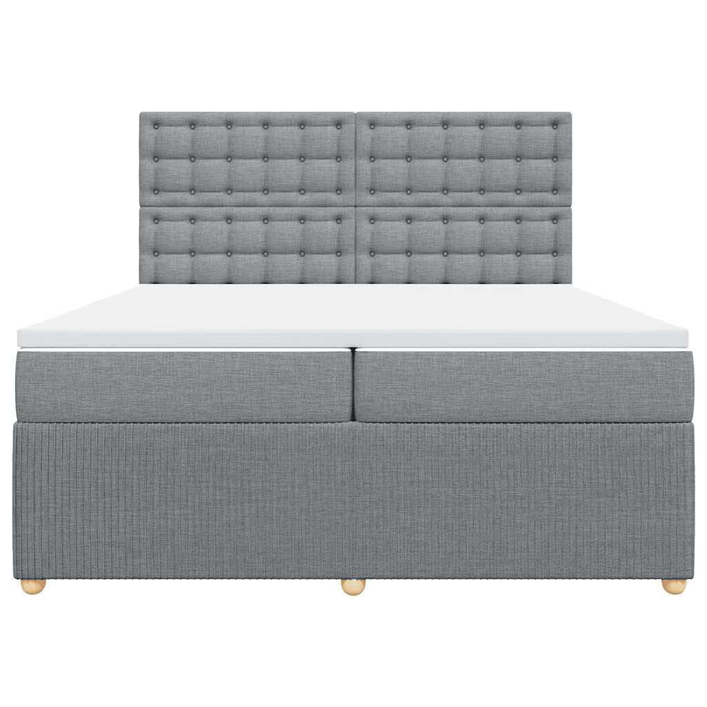vidaXL Κρεβάτι Boxspring με Στρώμα Ανοιχτό Γκρι 200x200 εκ. Υφασμάτινο
