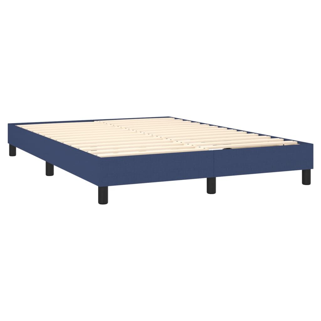 vidaXL Κρεβάτι Boxspring με Στρώμα & LED Μπλε 140x200 εκ. Υφασμάτινο