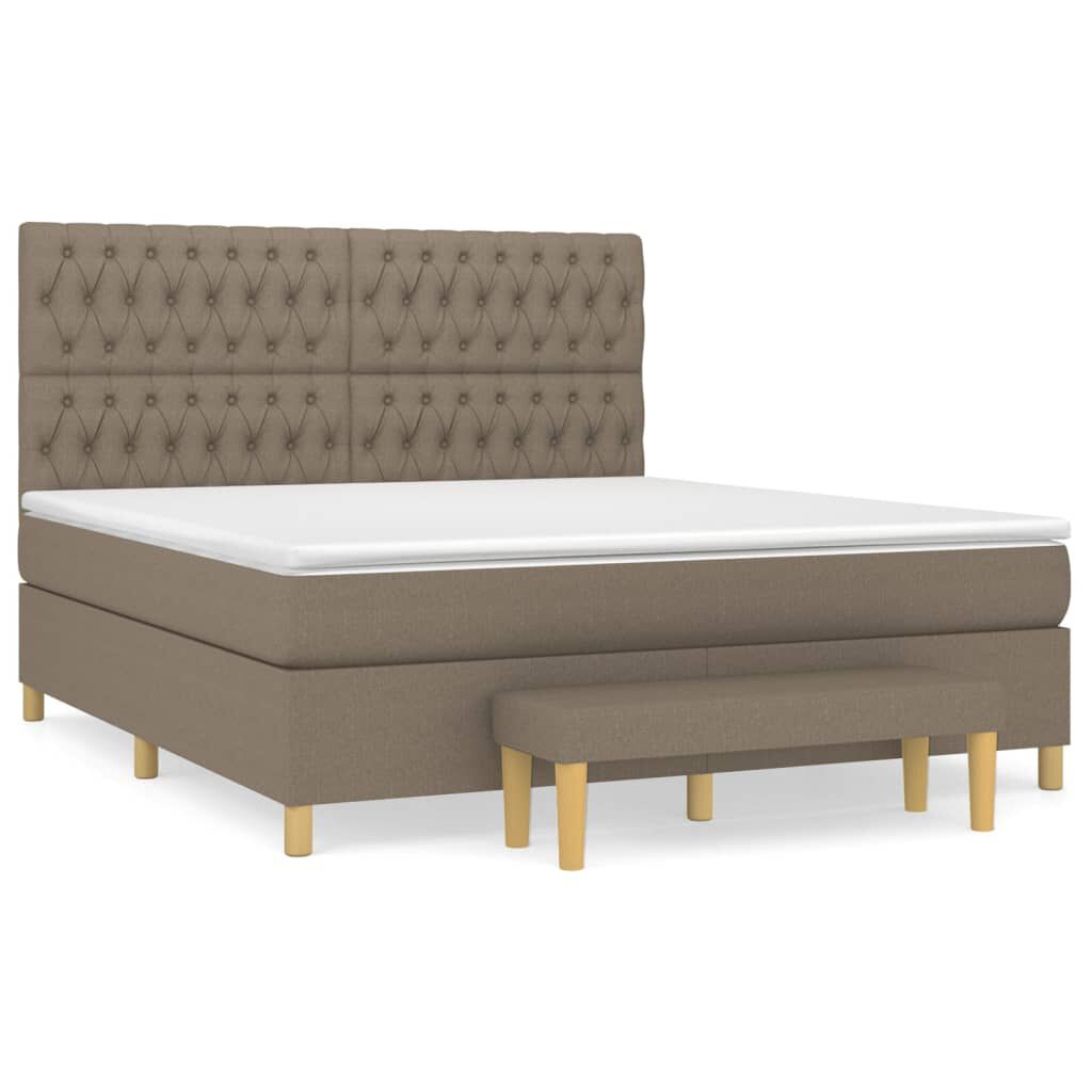 vidaXL Κρεβάτι Boxspring με Στρώμα Taupe 180x200 εκ. Υφασμάτινο