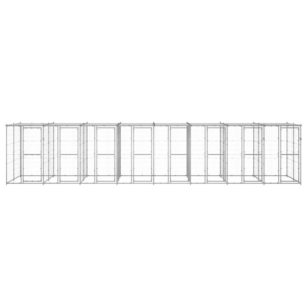vidaXL Κλουβί Σκύλου Εξ. Χώρου με Στέγαστρο 19,36 μ² Γαλβ. Χάλυβας