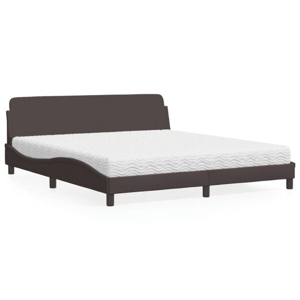 vidaXL Κρεβάτι Σκούρο Καφέ 180x200 εκ Υφασμάτινο