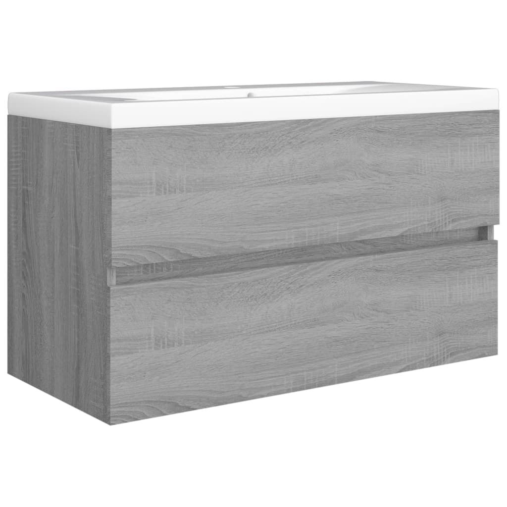 vidaXL Ντουλάπι Νιπτήρα Γκρι Sonoma 80x38,5x45 εκ. Επεξεργασμένο Ξύλο