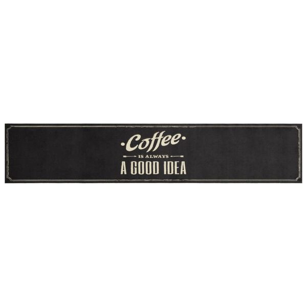 vidaXL Χαλί Κουζίνας Πλενόμενο Επιγραφή Coffee 60x300 εκ. Βελούδο