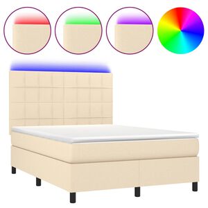 vidaXL &Kappa;&rho;&epsilon;&beta;ά&tau;&iota; Boxspring &mu;&epsilon; &Sigma;&tau;&rho;ώ&mu;&alpha; & LED &Kappa;&rho;&epsilon;&mu; 140x200 &epsilon;&kappa;. &Upsilon;&phi;&alpha;&sigma;&mu;ά&tau;&iota;&nu;&omicron;