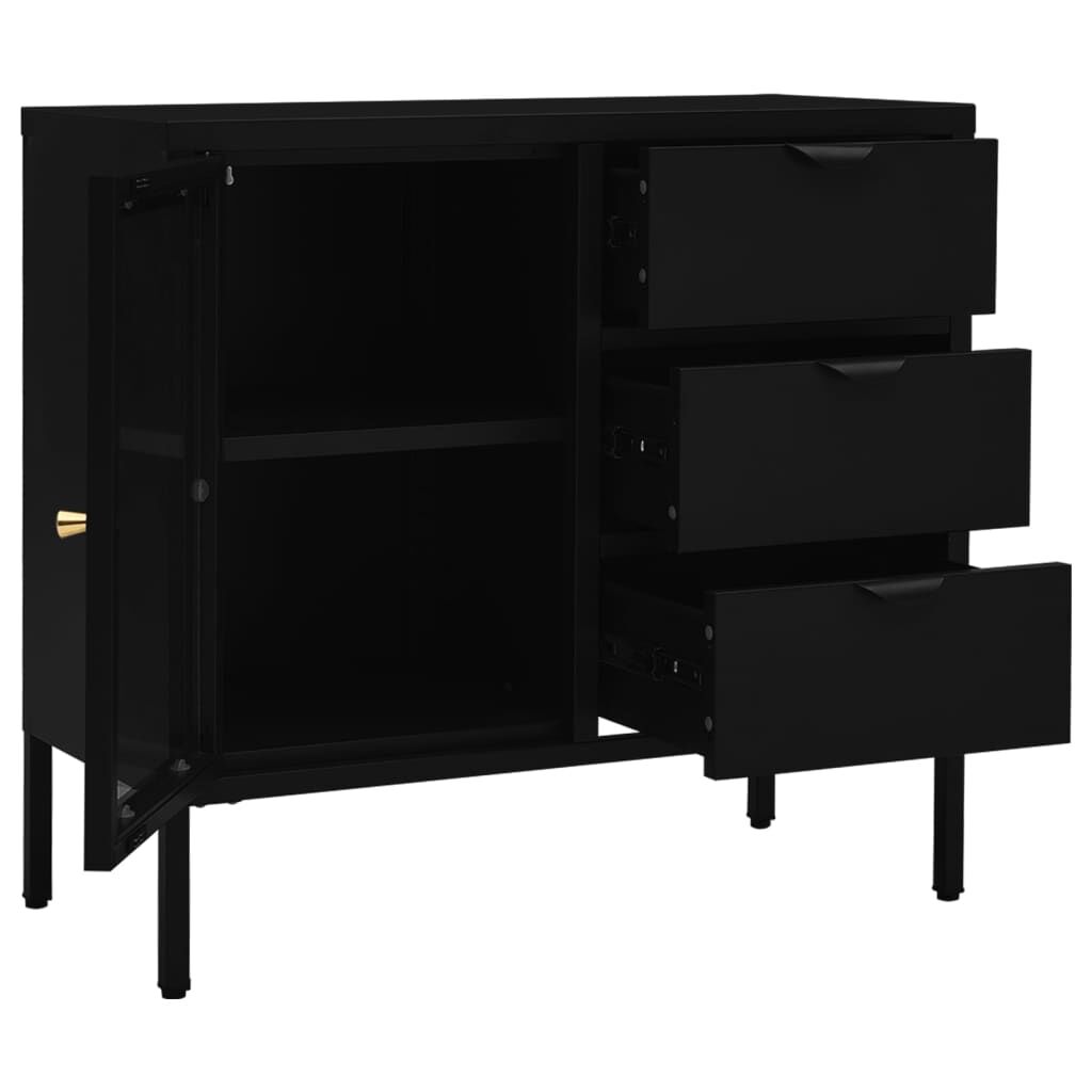 vidaXL Μπουφές Μαύρος 75 x 35 x 70 εκ. από Ατσάλι και Ψημένο Γυαλί