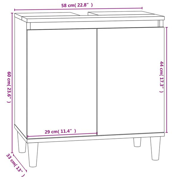 vidaXL Ντουλάπι Νιπτήρα Λευκό 58 x 33 x 60 εκ. από Επεξεργασμένο Ξύλο