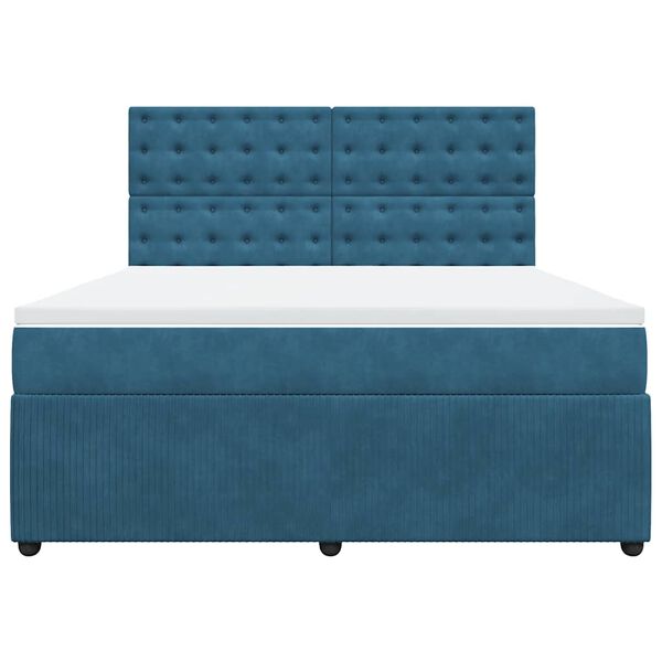 vidaXL Κρεβάτι Boxspring με Στρώμα Σκούρο Μπλε 180x200 εκ. Βελούδινο