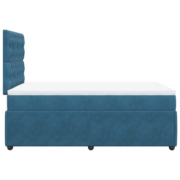 vidaXL Κρεβάτι Boxspring με Στρώμα Μπλε 120x190 εκ. Βελούδινο