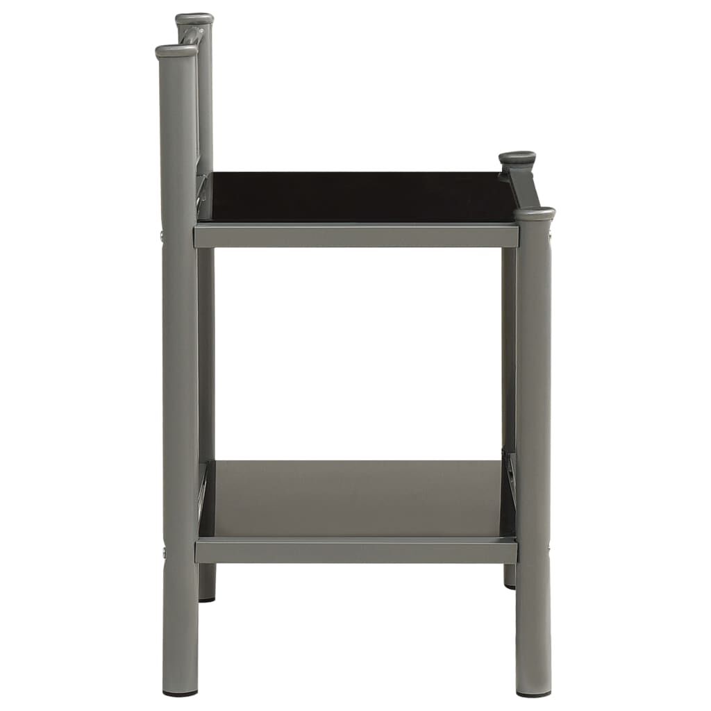 vidaXL Κομοδίνο Γκρι / Μαύρο 45 x 34,5 x 60,5 εκ. από Μέταλλο & Γυαλί