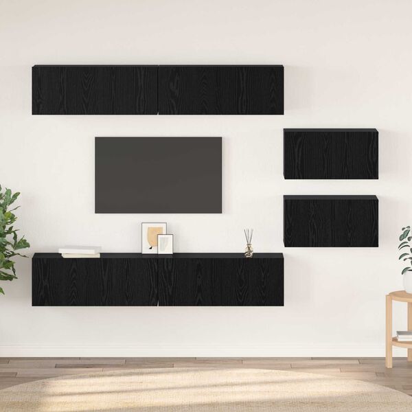 vidaXL Σετ επίπλου τηλεόρασης 6 pcs Μαύρη Οξυά 80 x 30 x 30.5 εκ Small
