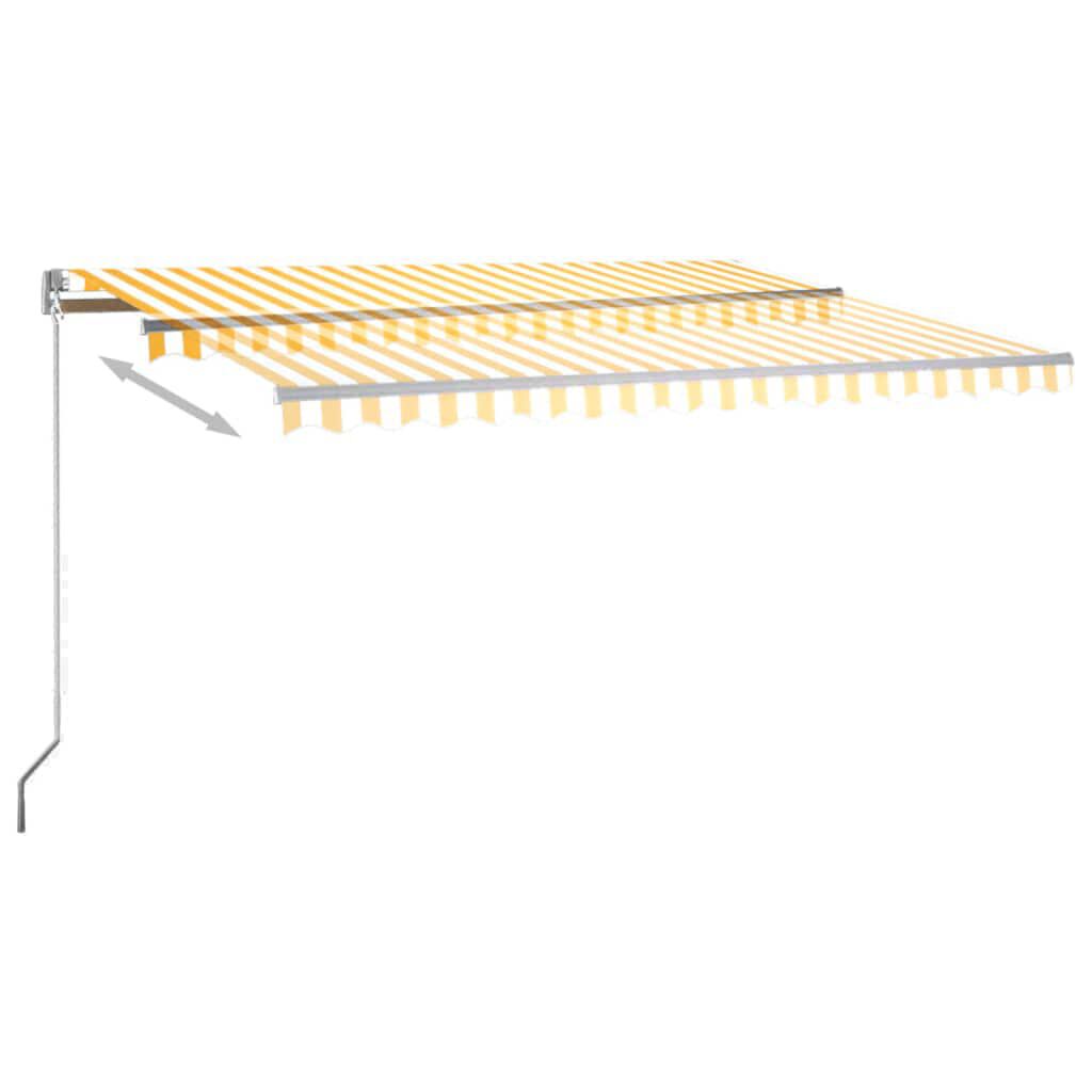 vidaXL Τέντα Αυτόματη με LED & Αισθ. Ανέμου Κίτρινο/Λευκό 450x300 εκ.
