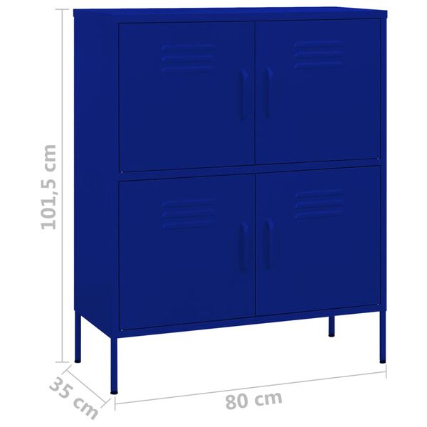 vidaXL Ντουλάπι Αποθήκευσης Ναυτικό Μπλε 80x35x101,5 εκ. από Ατσάλι