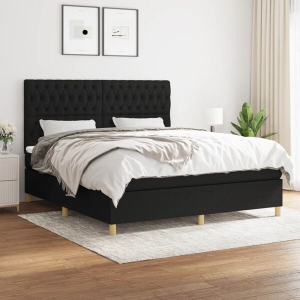 vidaXL &Kappa;&rho;&epsilon;&beta;ά&tau;&iota; Boxspring &mu;&epsilon; &Sigma;&tau;&rho;ώ&mu;&alpha; &Mu;&alpha;ύ&rho;&omicron; 180x200 &epsilon;&kappa;. &Upsilon;&phi;&alpha;&sigma;&mu;ά&tau;&iota;&nu;&omicron;