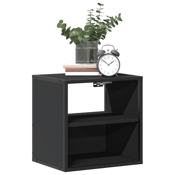 vidaXL Επίτοιχο ντουλάπι κομοδίνου Μαύρο 40x31x39,5 cm