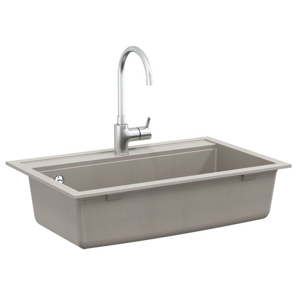 vidaXL Νεροχύτης με Μονή Γούρνα Γκρι Γρανιτένιος