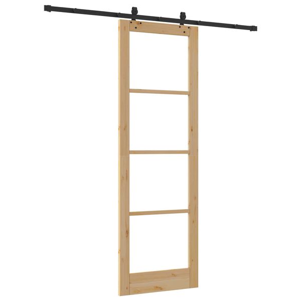 vidaXL Συρόμενη Πόρτα Καφέ 78 x 232 cm Ξύλο και μέταλλο