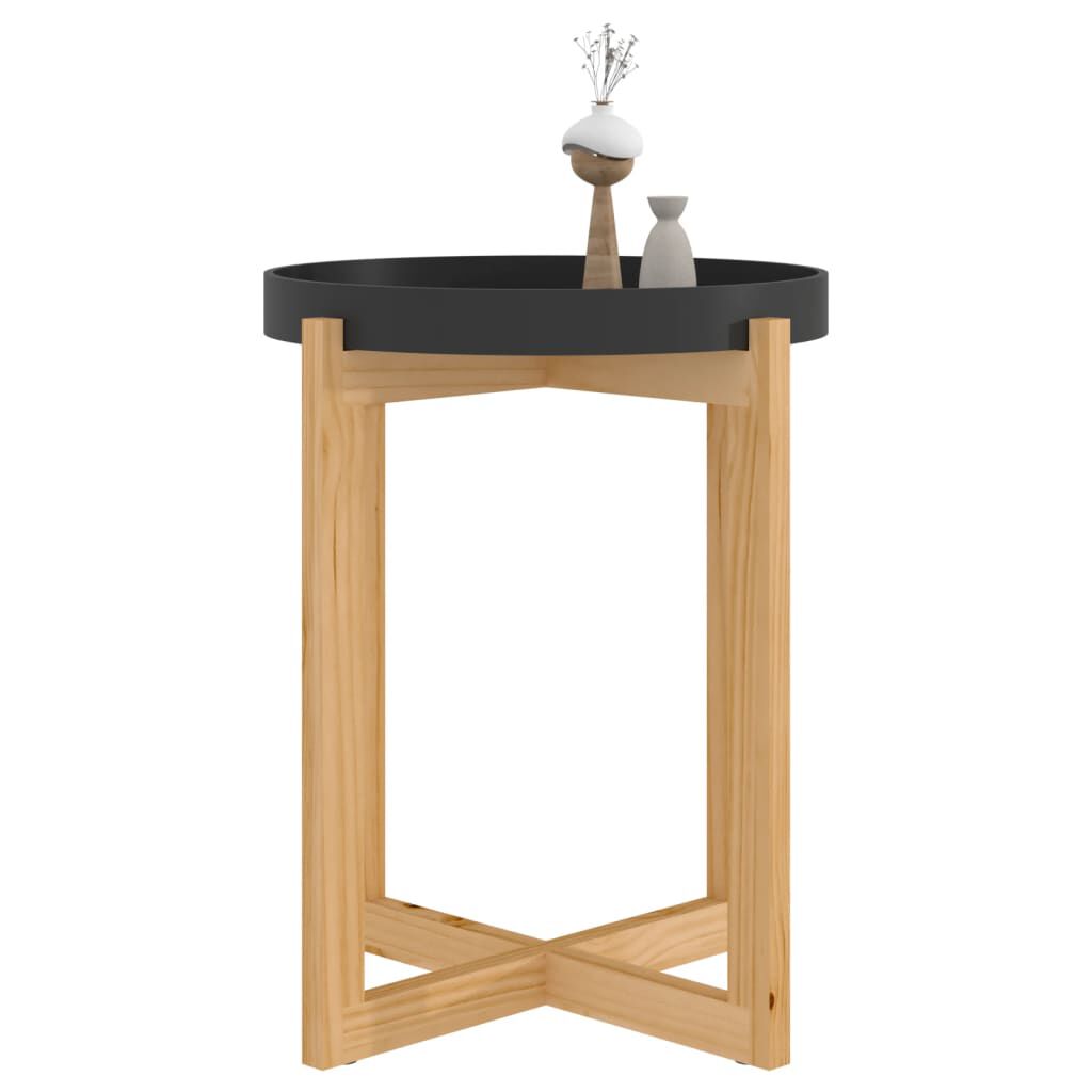 vidaXL Τραπεζάκι Σαλονιού Μαύρο 41x41x48,5 εκ. Επεξ. Ξύλο&Μασίφ Πεύκο