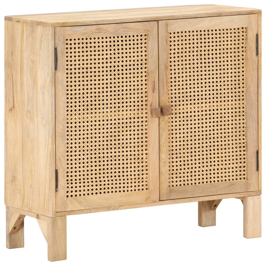 vidaXL Ντουλάπι 80x30x73 εκ. Μασίφ Ξύλο Μάνγκο και Φυσικό Ζαχαροκάλαμο