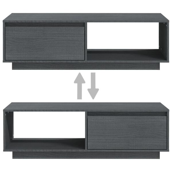 vidaXL Τραπεζάκι Σαλονιού Γκρι 110 x 50 x 33,5εκ από Μασίφ Ξύλο Πεύκου