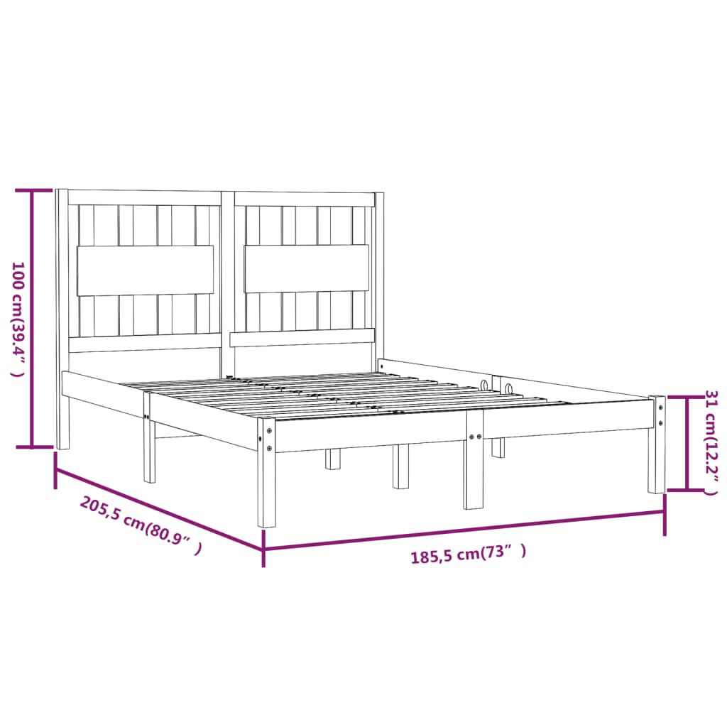 vidaXL Πλαίσιο Κρεβατιού 180x200 εκ. Μασίφ Ξύλο Πεύκου Super King Size