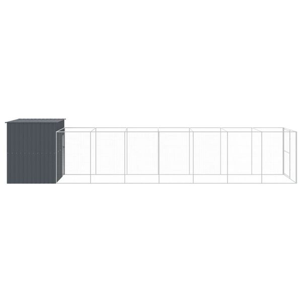 vidaXL Σπιτάκι Σκύλου με Αυλή Ανθρακί 214x865x181 εκ. Γαλβαν. Χάλυβας