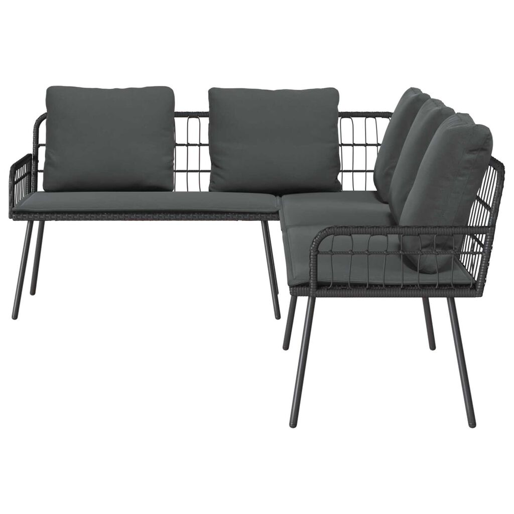 vidaXL Γωνιακός Καναπές Μαύρος 231x173x78 εκ. Πολυ Ρατάν