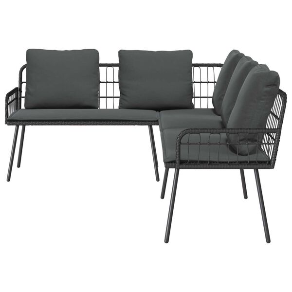vidaXL Γωνιακός Καναπές Μαύρος 231x173x78 εκ. Πολυ Ρατάν