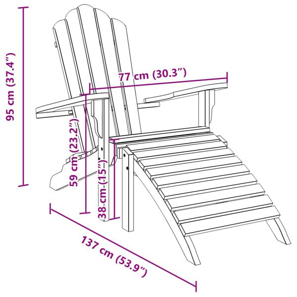 vidaXL Καρέκλα Κήπου Adirondack με Υποπόδιο Μασίφ Ξύλο Teak