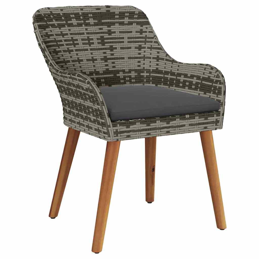 vidaXL Σέτ φαγητού για κήπο με μαξιλάρι 7 pcs Γκρι συνθετικό ρατάν