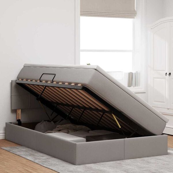 vidaXL Κρεβάτι με φώτα λωρίδας LED Taupe 120 x 200 cm ύφασμα