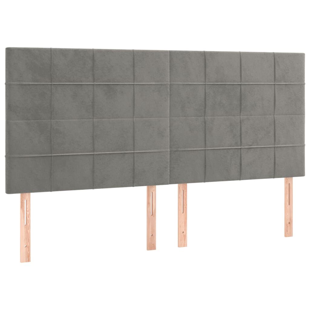 vidaXL Κεφαλάρια Κρεβατιού 4 τεμ. Αν. Γκρι 100x5x78/88 εκ. Βελούδινο